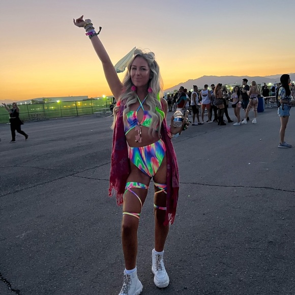 Nosuchsoul colorful rave set with matching leg wraps - Picture 2 of 3